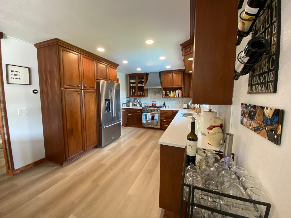 Finished kitchen view from right side facing kitchen.