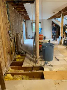 Progression of frame work in new laundry room.